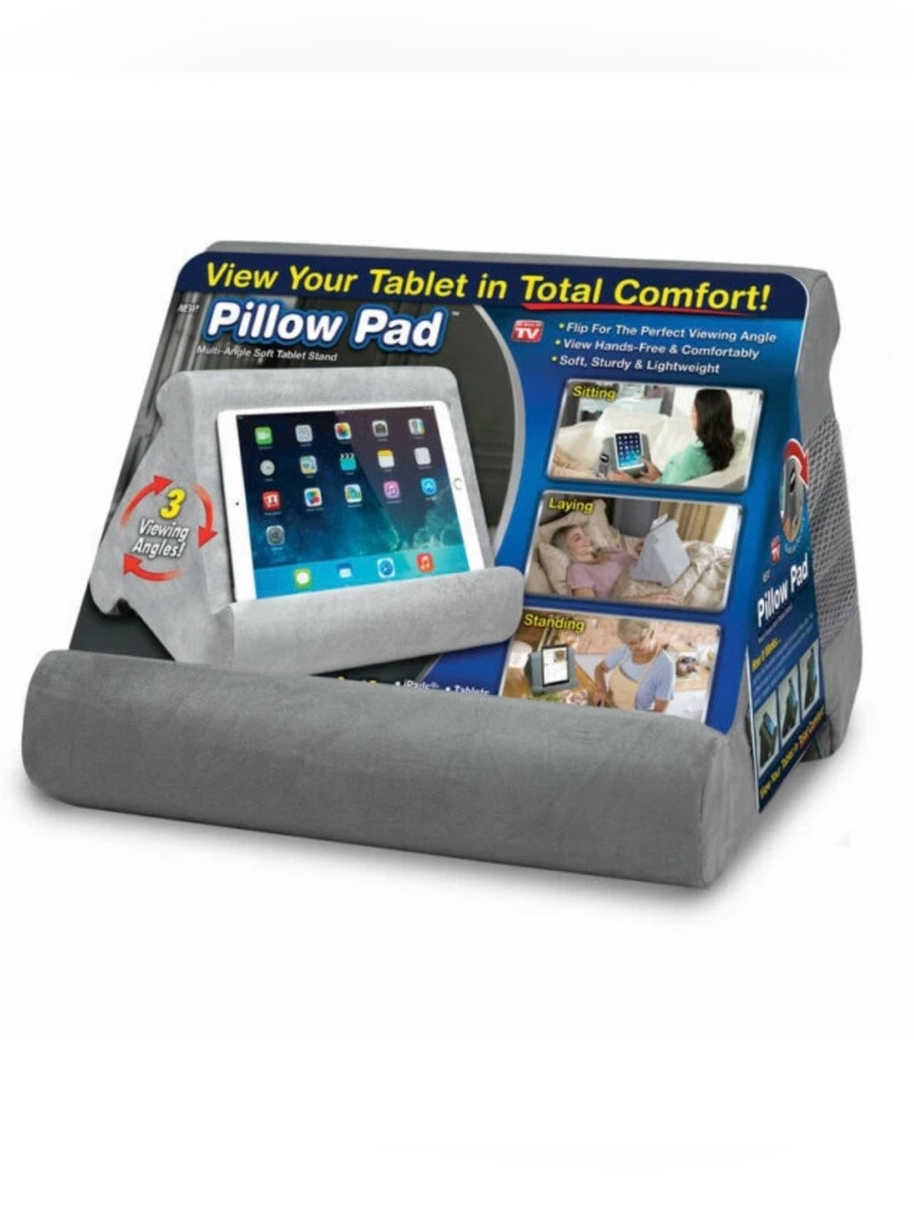 Ontel Pillow Pad Ultra Multi-Angle Tablet Stand, Grey -iPad, Tablets, Phones